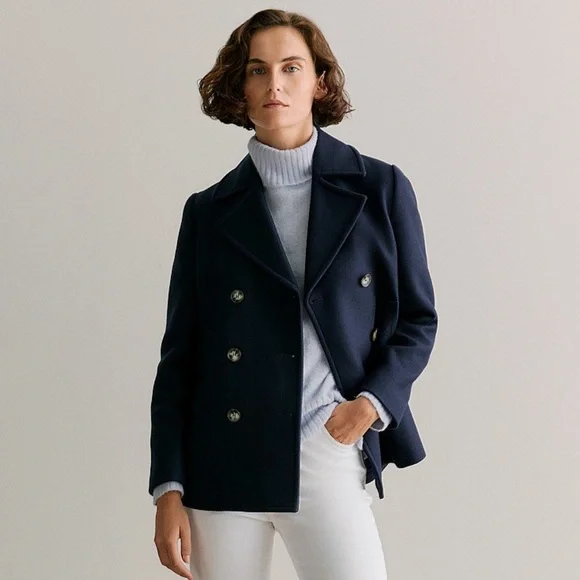Ralph Lauren • Signature Wool Blend Twill Coat in Navy Blue - Picture 1 of 8